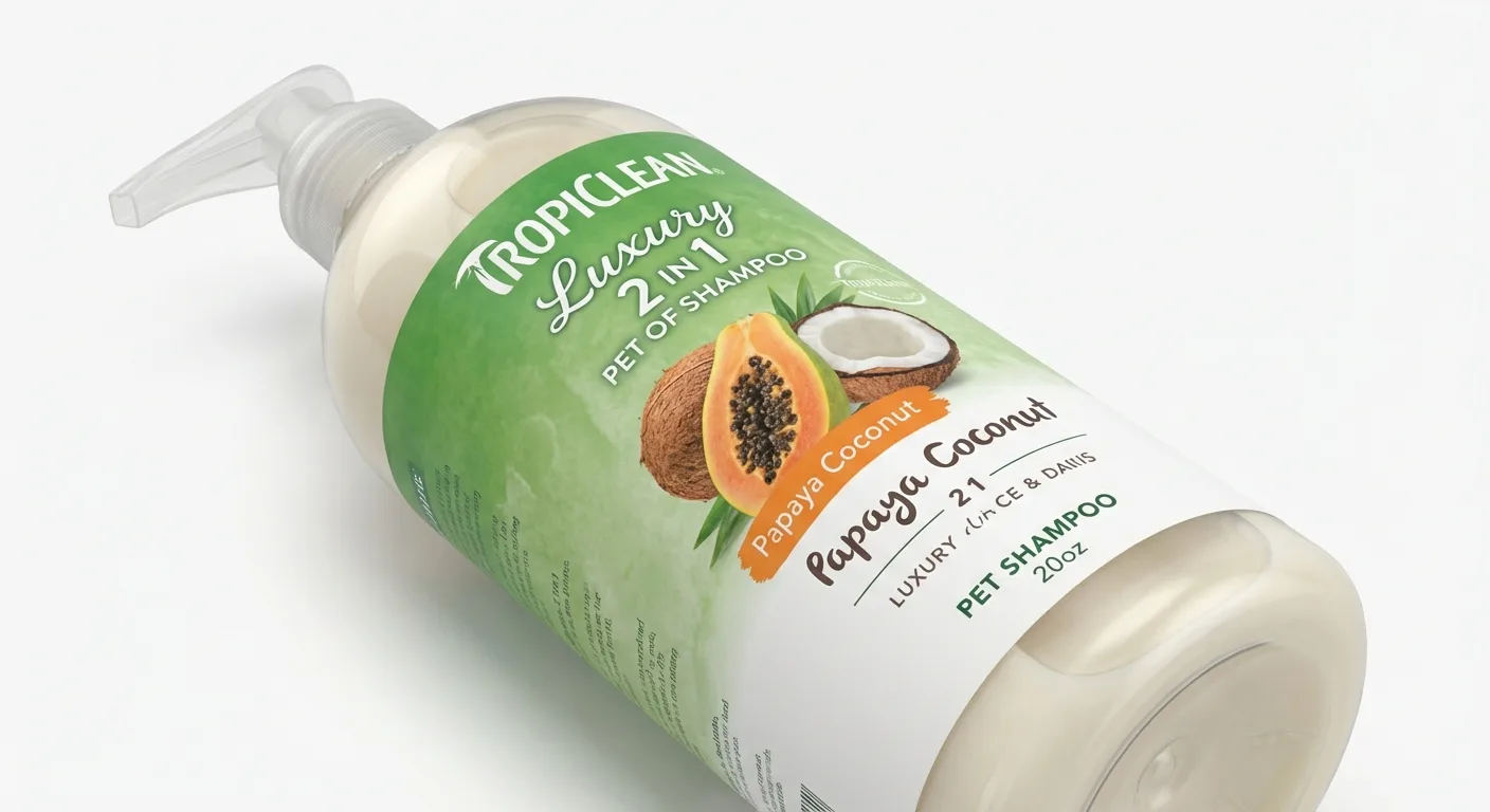 TropiClean Luxury 2-in-1 Papaya & Coconut Pet Shampoo 20oz image 2