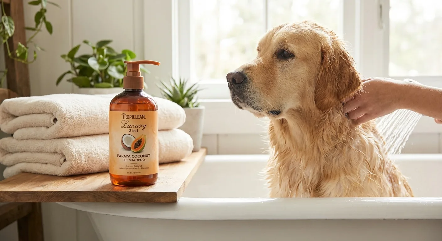TropiClean Luxury 2-in-1 Papaya & Coconut Pet Shampoo 20oz image 3